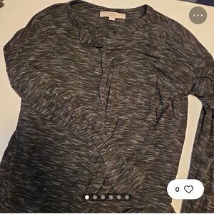 LOFT Charcoal Long Sleeve Button-Up Shirt